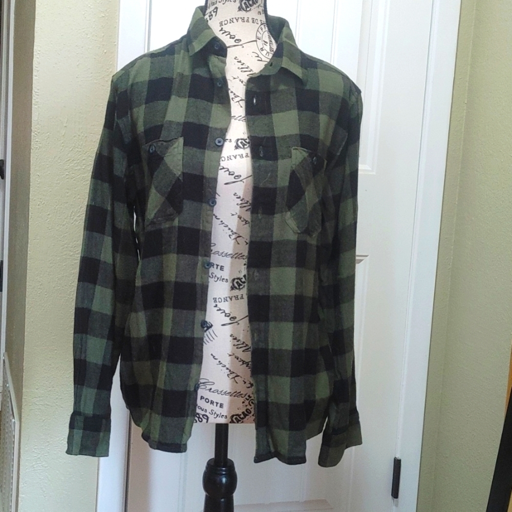 Wonder Nation Green Plaid Button Up